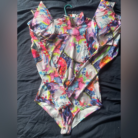 Coquetry Clothing custom made Spiked Mega Sharp Shoulder Romper Dreamscape Print - Picture 6 of 12